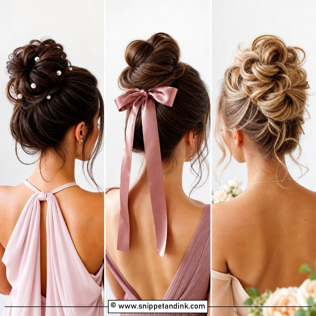 20 High Bun Bridesmaid Hair Ideas for Elegant Party Style