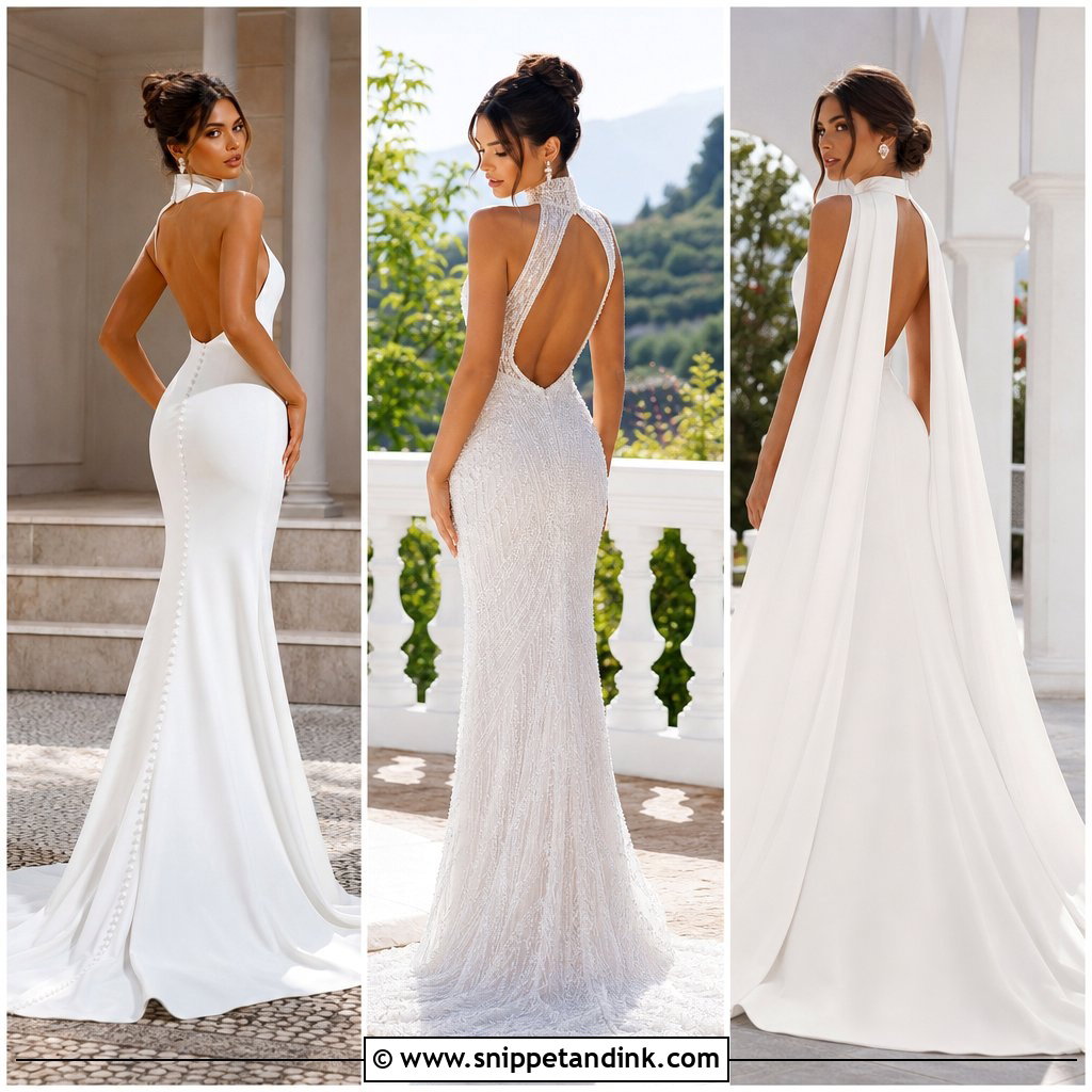20 High Neck Low Back Wedding Dress Ideas for Bold Brides