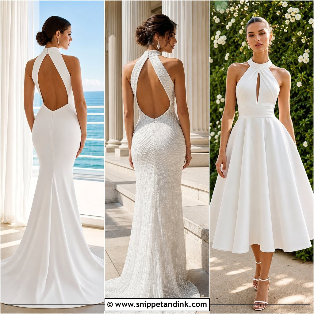 20 High Neck Open Back Wedding Dress Ideas: Striking Bridal Style