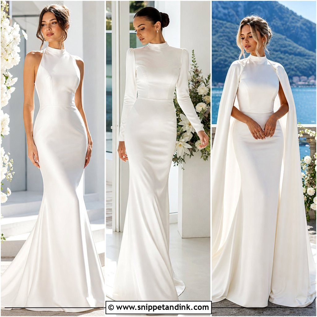 20 High Neck Satin Wedding Dress Ideas: Luxe Looks for Brides