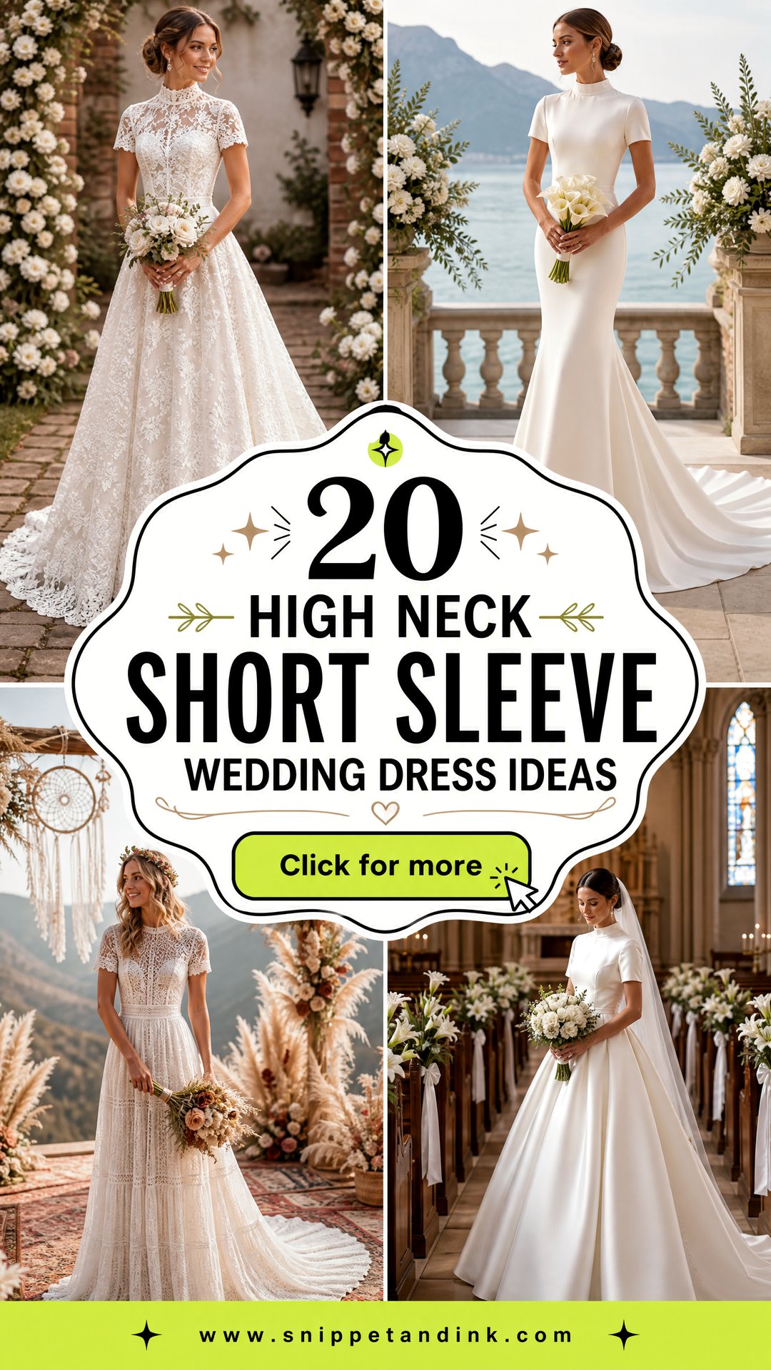 20 High Neck Short Sleeve Wedding Dress Ideas Chic Bridal Looks - 20 High Neck Short Sleeve Wedding Dress Ideas: Chic Bridal Looks
