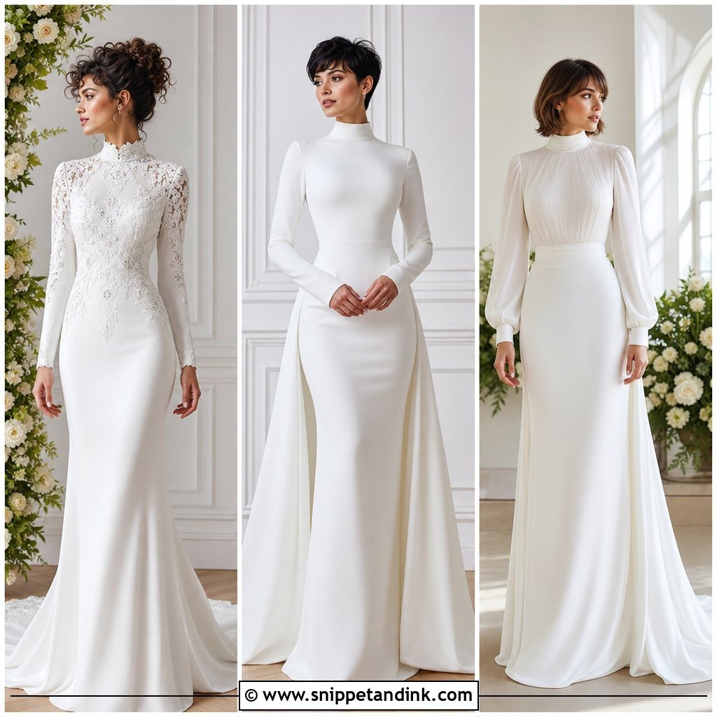 20 High Neck Wedding Dress Hairstyle Ideas: Chic Bridal Pairings