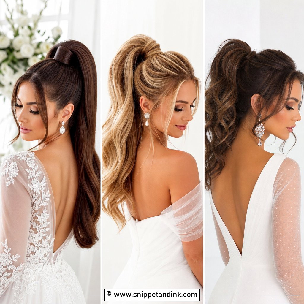 20 High Pony Wedding Hairstyles for Sleek Bridal Glam