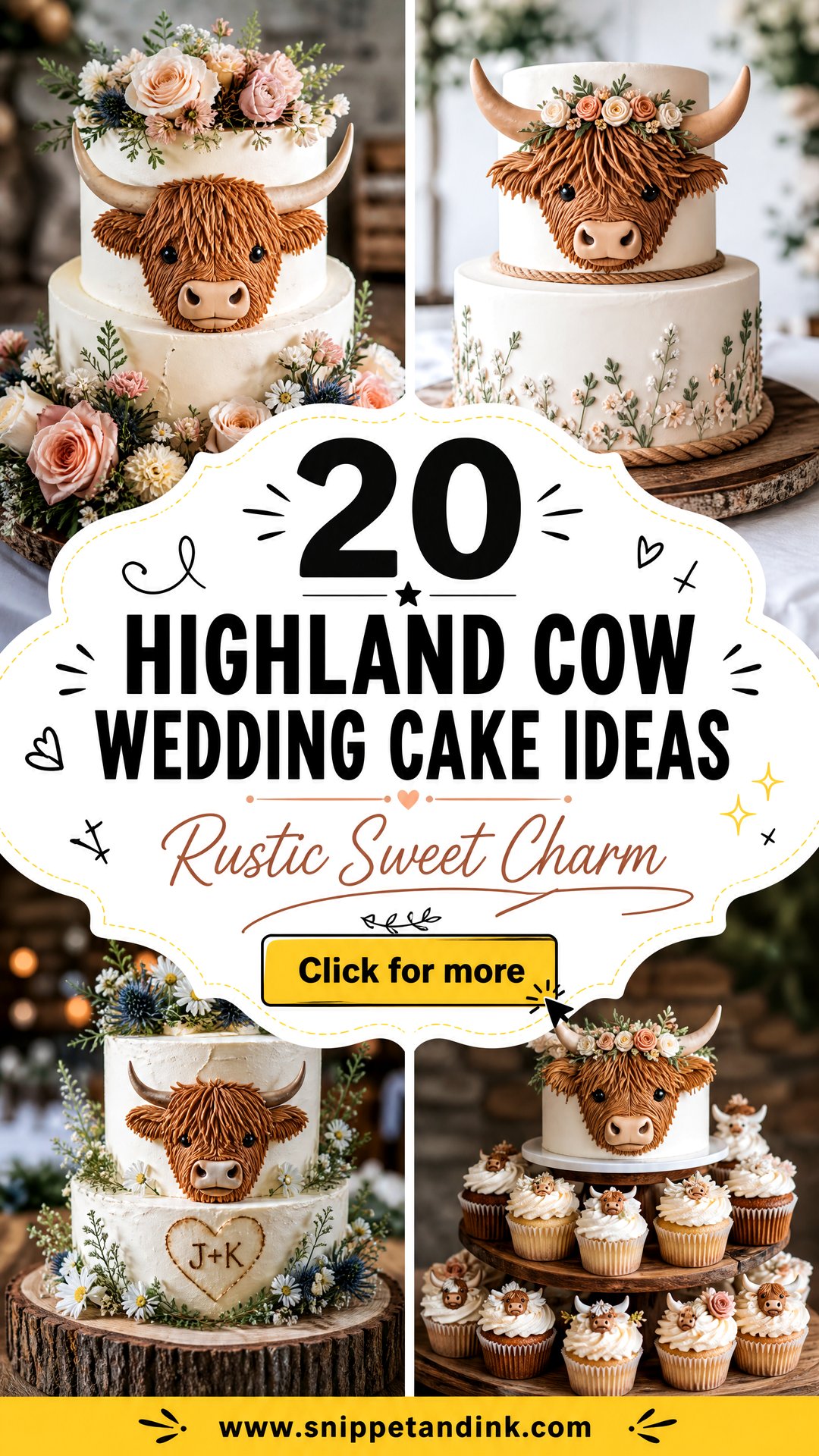 20 Highland Cow Wedding Cake Ideas for Rustic Couples - 20 Highland Cow Wedding Cake Ideas for Rustic Couples