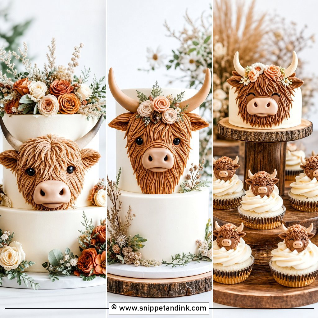 20 Highland Cow Wedding Cake Ideas for Rustic Couples