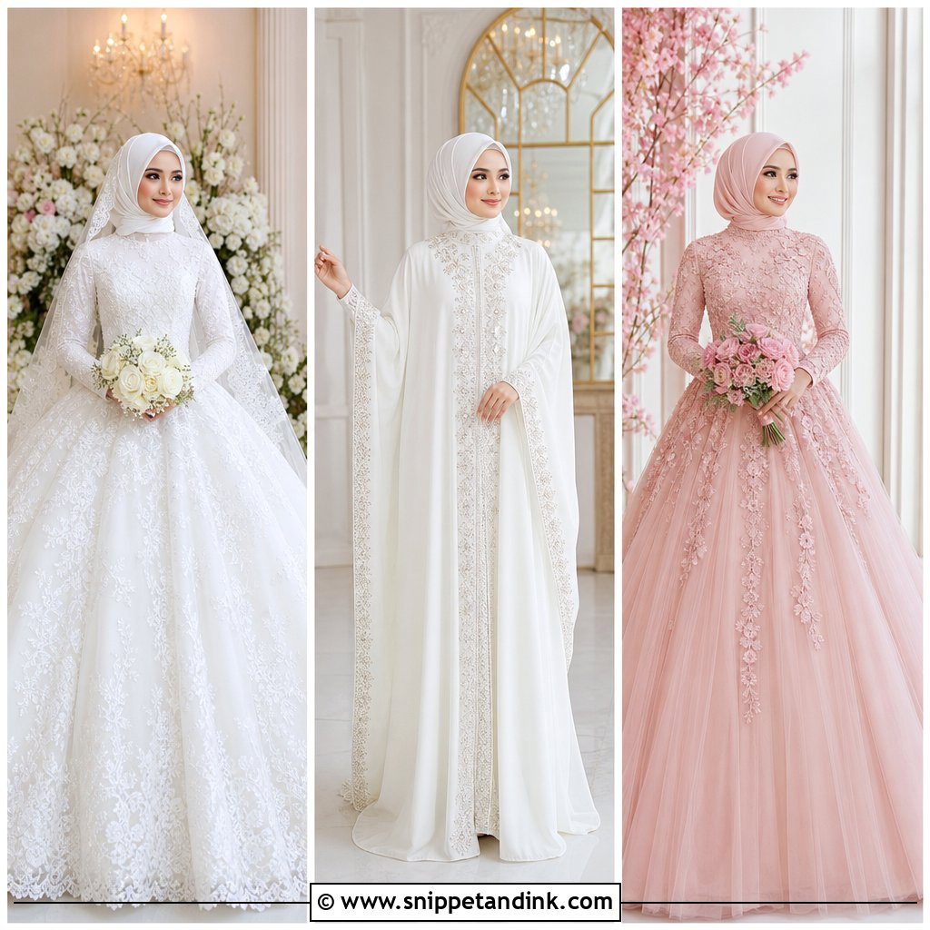 20 Hijabi Bridal Dress Ideas for a Refined Wedding Look