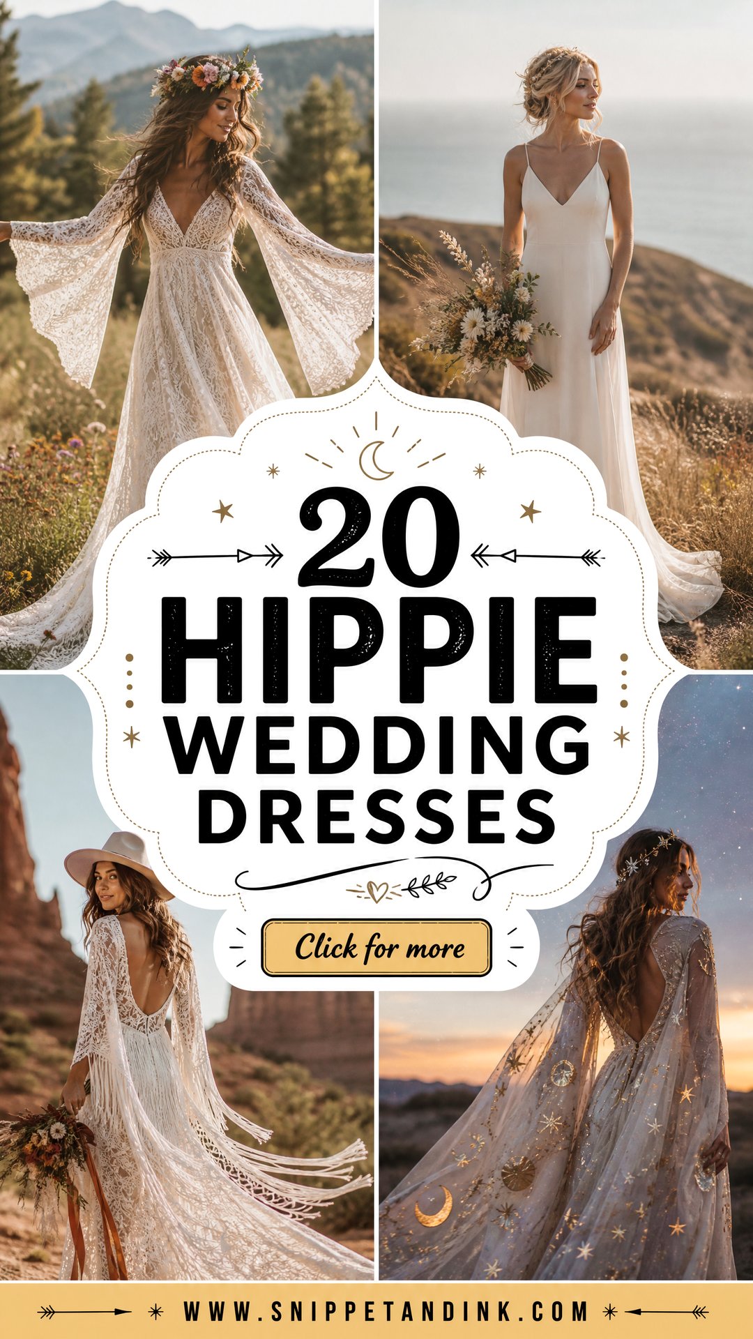 20 Hippie Wedding Dresses for Free-Spirited Boho Brides - 20 Hippie Wedding Dresses for Free-Spirited Boho Brides