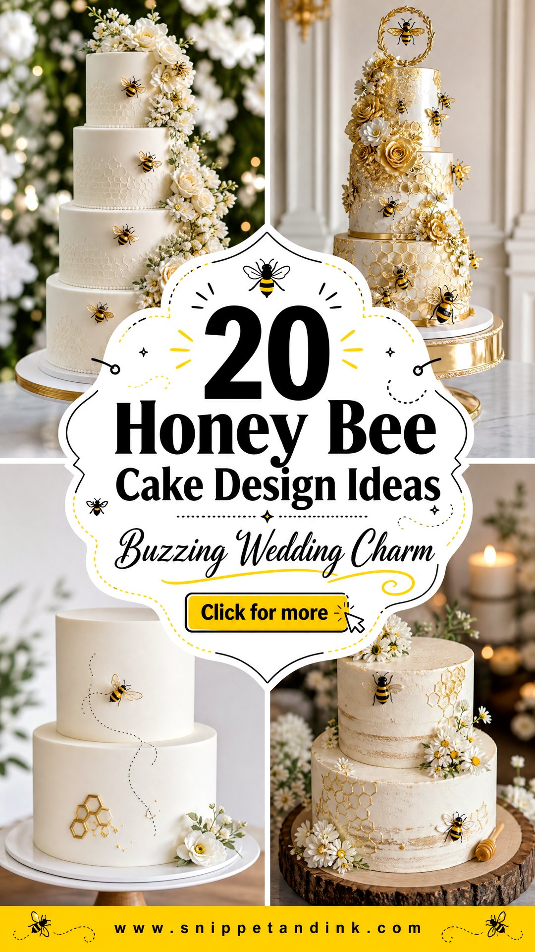 20 Honey Bee Cake Design Ideas for Wedding Charm - 20 Honey Bee Cake Design Ideas for Wedding Charm