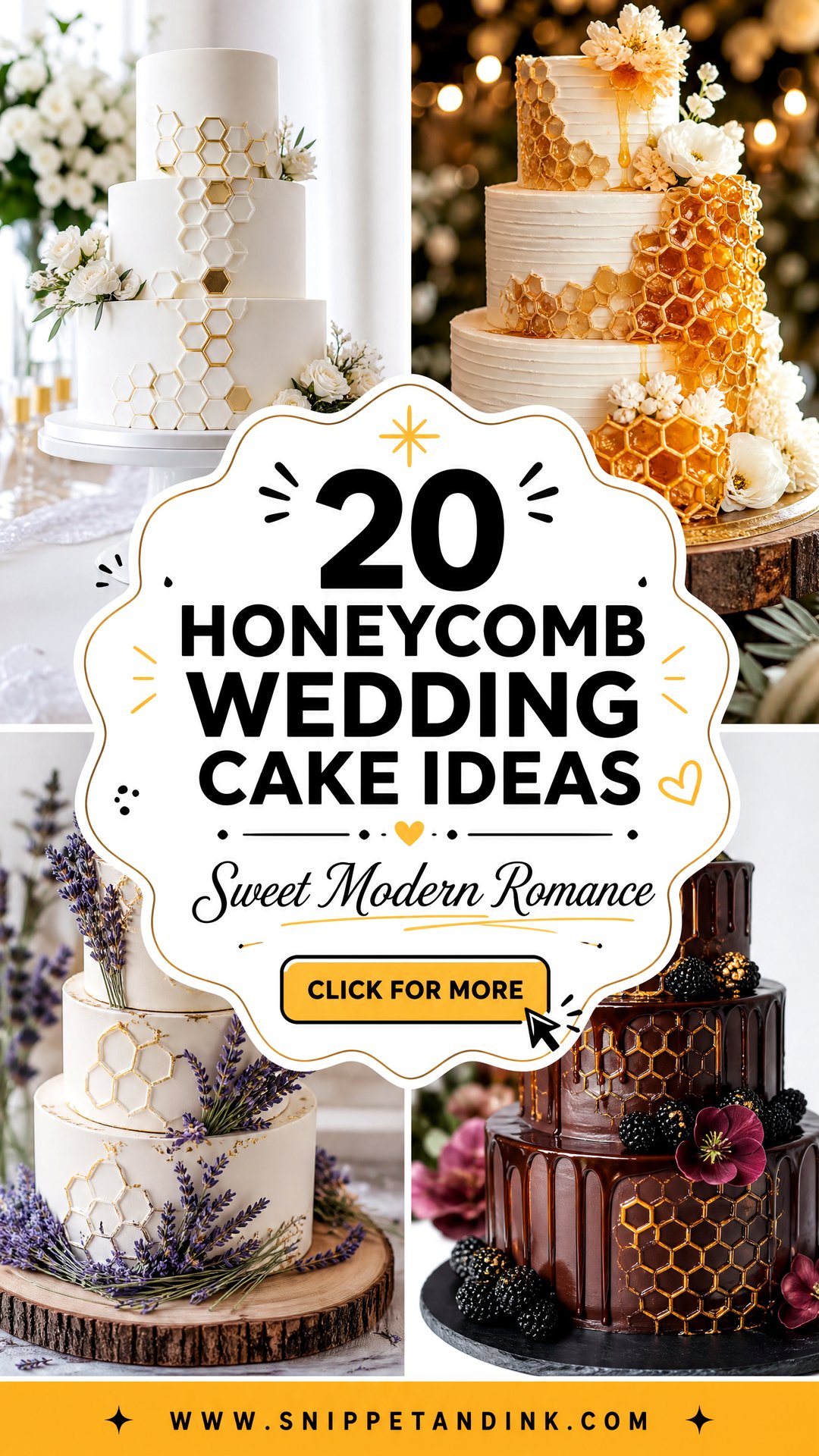 20 Honeycomb Wedding Cake Ideas for Sweet Modern Romance - 20 Honeycomb Wedding Cake Ideas for Sweet Modern Romance