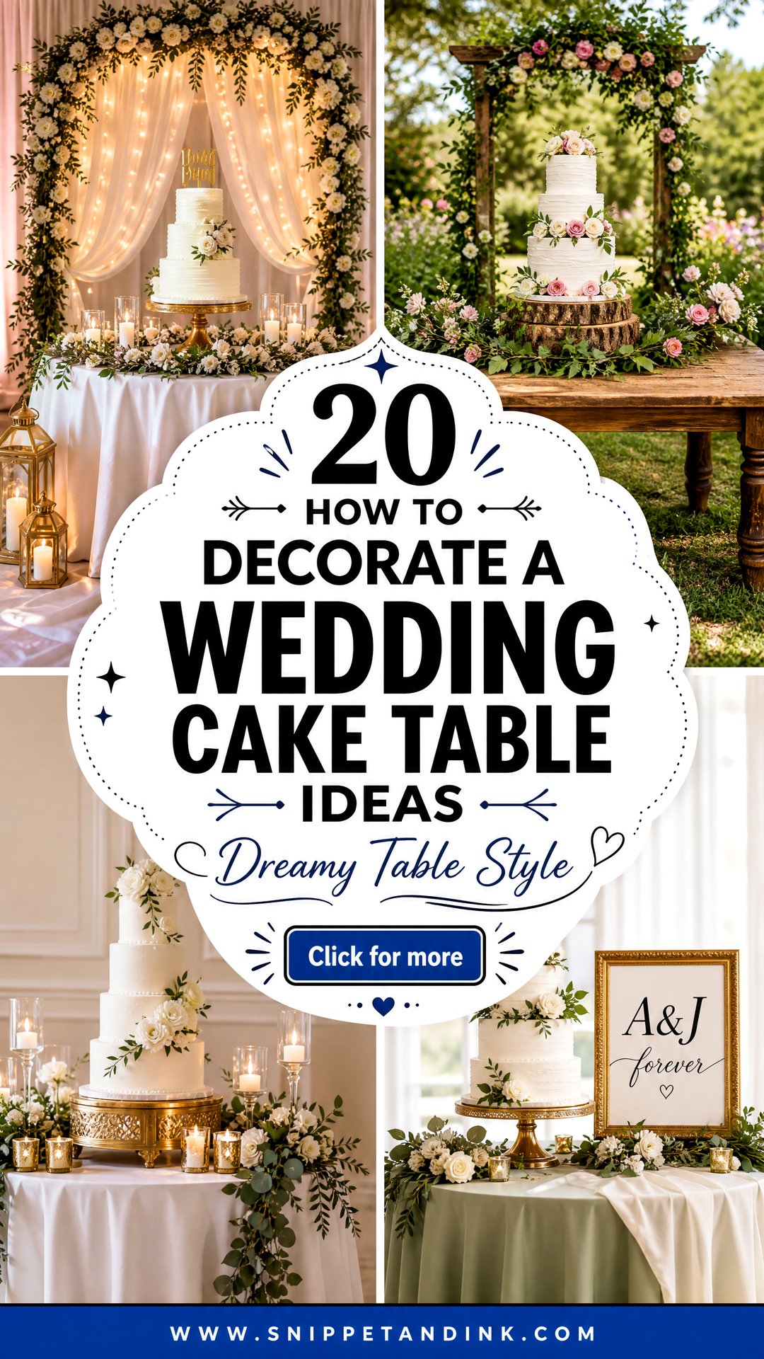 20 How to Decorate a Wedding Cake Table Ideas Brides Love - 20 How to Decorate a Wedding Cake Table Ideas Brides Love