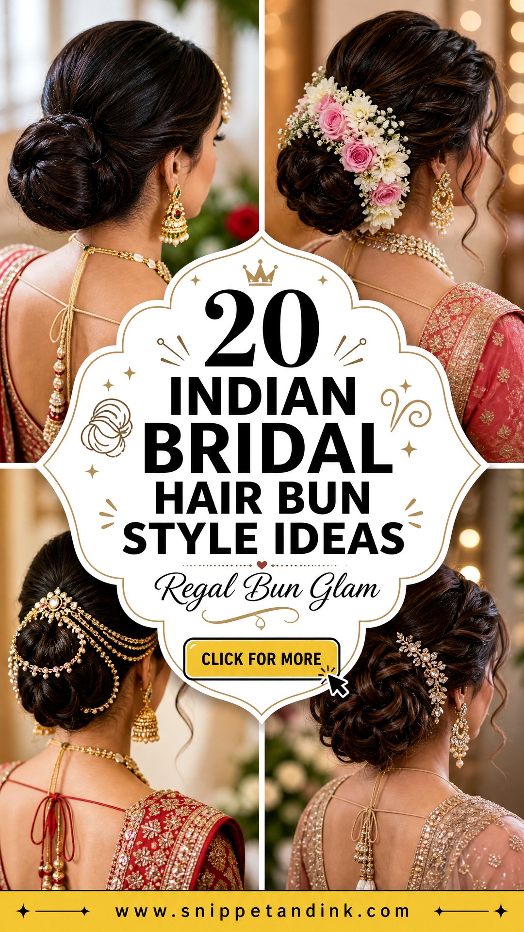20 Indian Bridal Hair Bun Style Ideas for Regal Glam - 20 Indian Bridal Hair Bun Style Ideas for Regal Glam