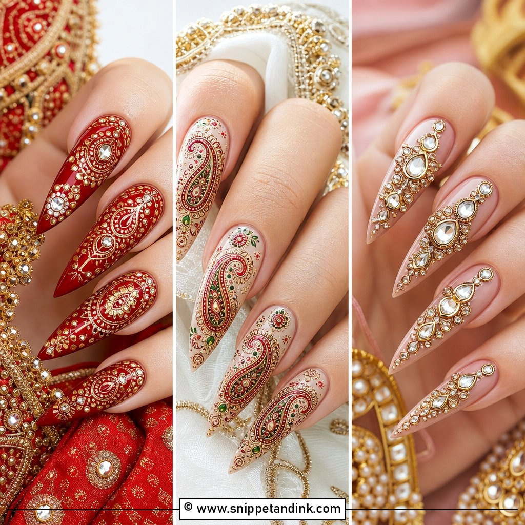 20 Indian Bridal Nail Extension Designs for Luxe Looks