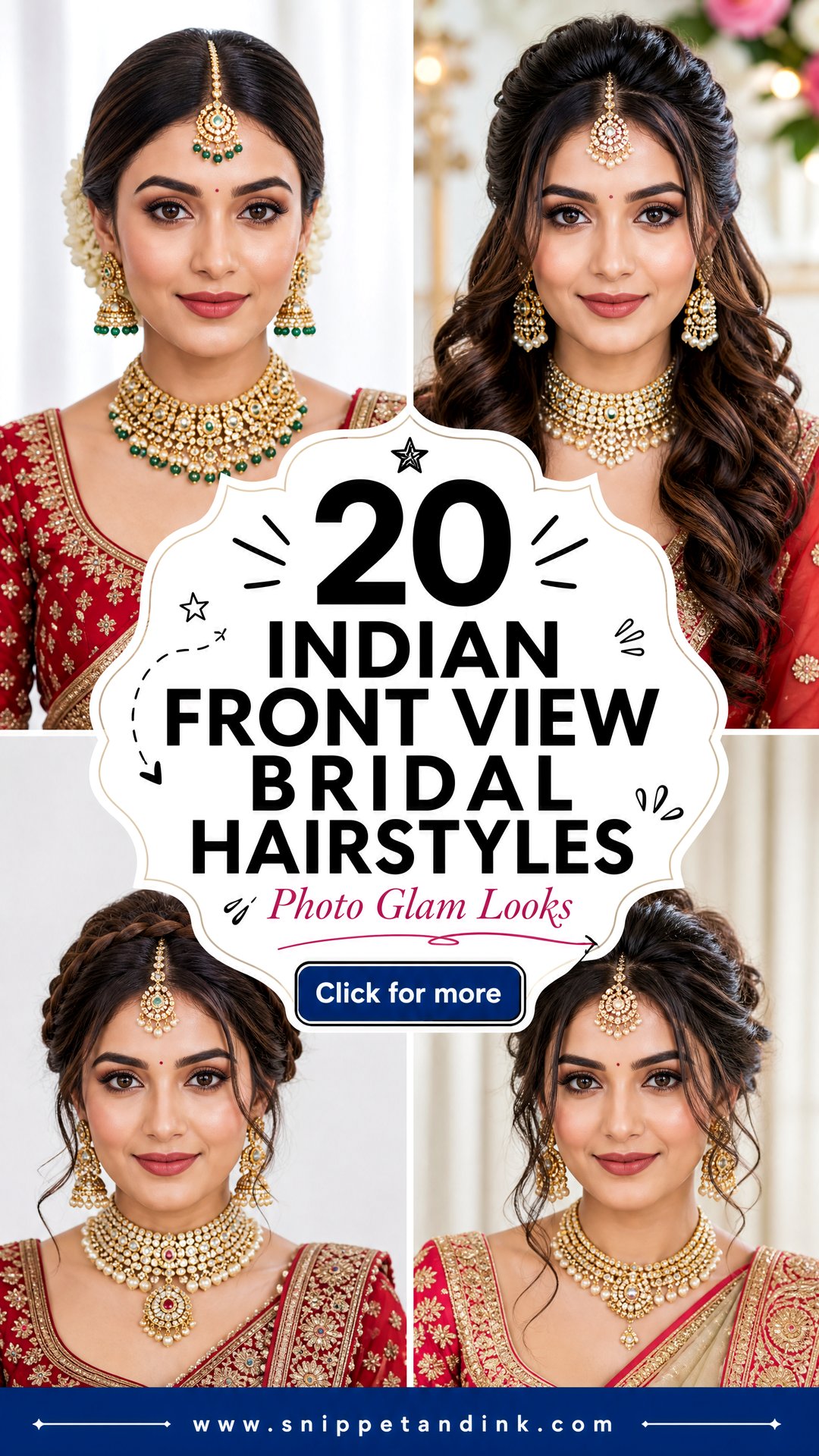 20 Indian Front View Bridal Hairstyles for Photo Glam Looks - 20 Indian Front View Bridal Hairstyles for Photo Glam Looks