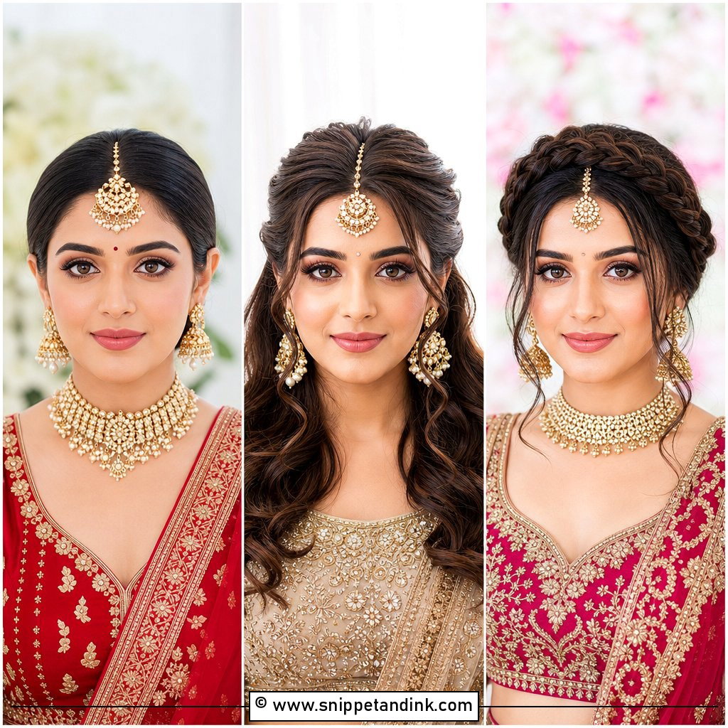 20 Indian Front View Bridal Hairstyles for Photo Glam Looks
