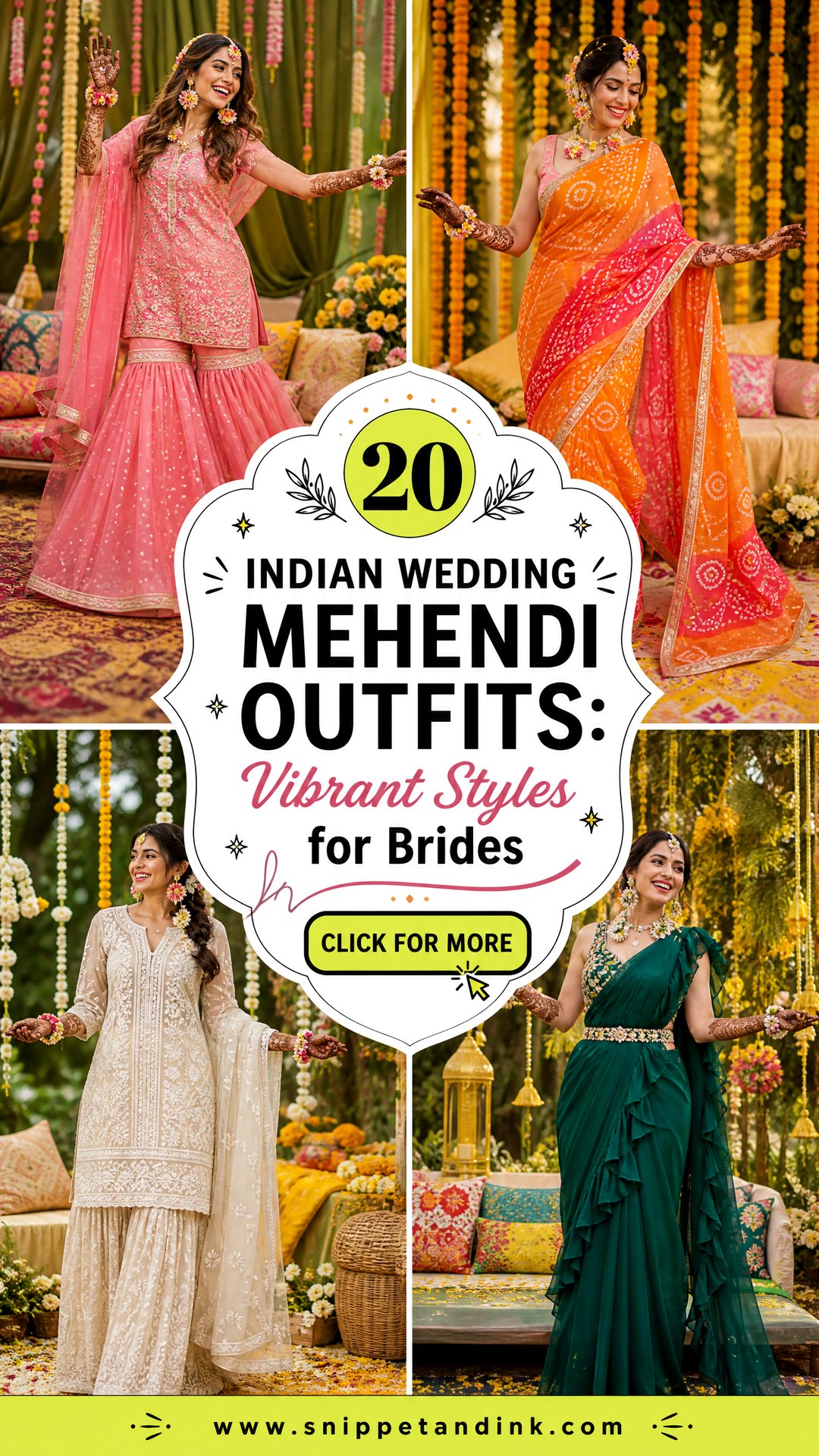 20 Indian Wedding Mehendi Outfits Vibrant Styles for Brides - 20 Indian Wedding Mehendi Outfits: Vibrant Styles for Brides