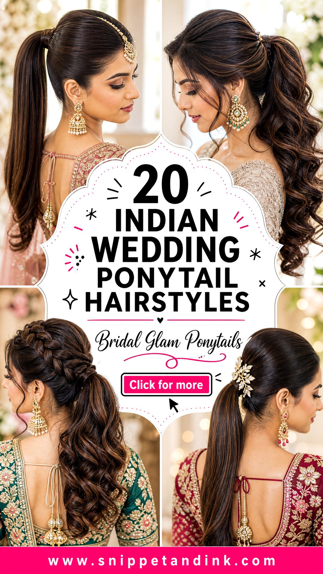 20 Indian Wedding Ponytail Hairstyles for Bridal Glam - 20 Indian Wedding Ponytail Hairstyles for Bridal Glam