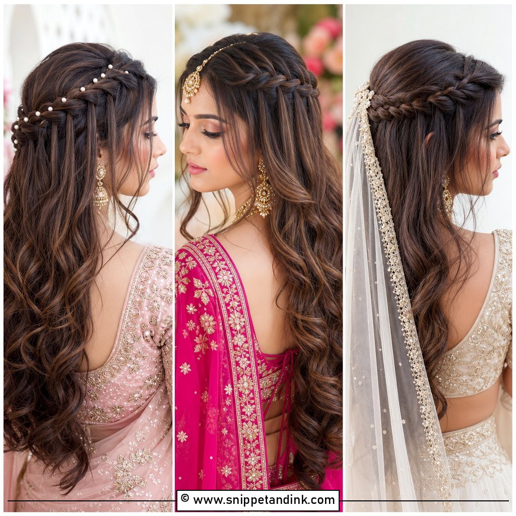 20 Indian Wedding Waterfall Hairstyle Ideas for Brides