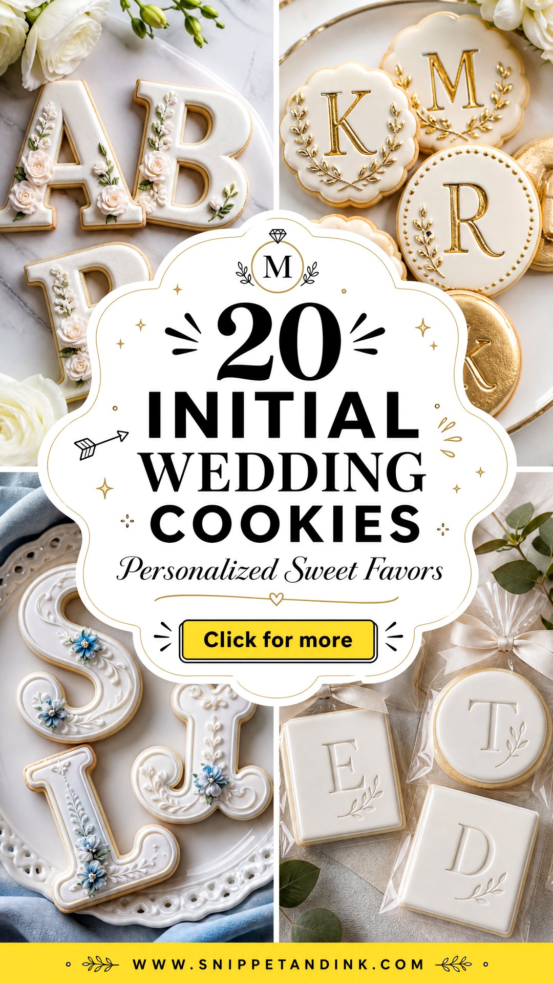 20 Initial Wedding Cookies for Personalized Sweet Favors - 20 Initial Wedding Cookies for Personalized Sweet Favors