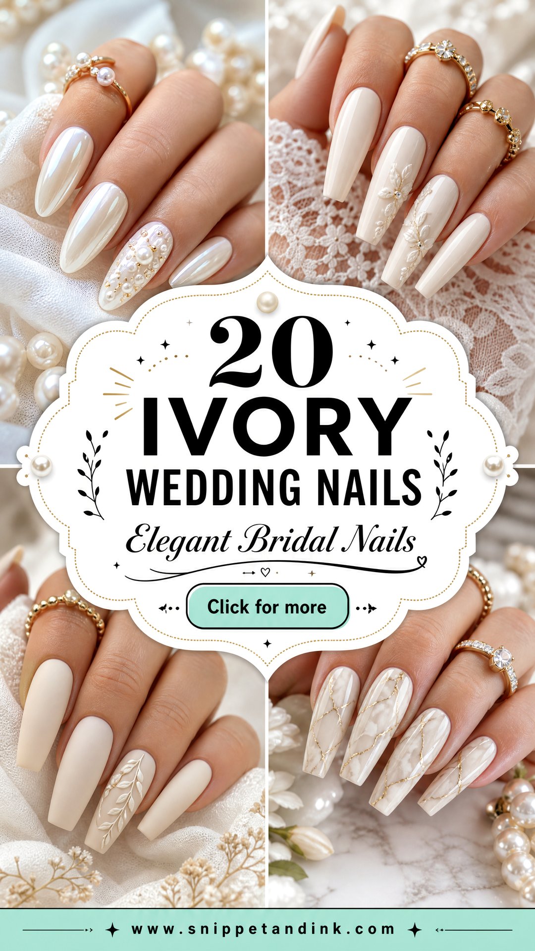 20 Ivory Wedding Nails for Elegant Brides and Guests - 20 Ivory Wedding Nails for Elegant Brides and Guests