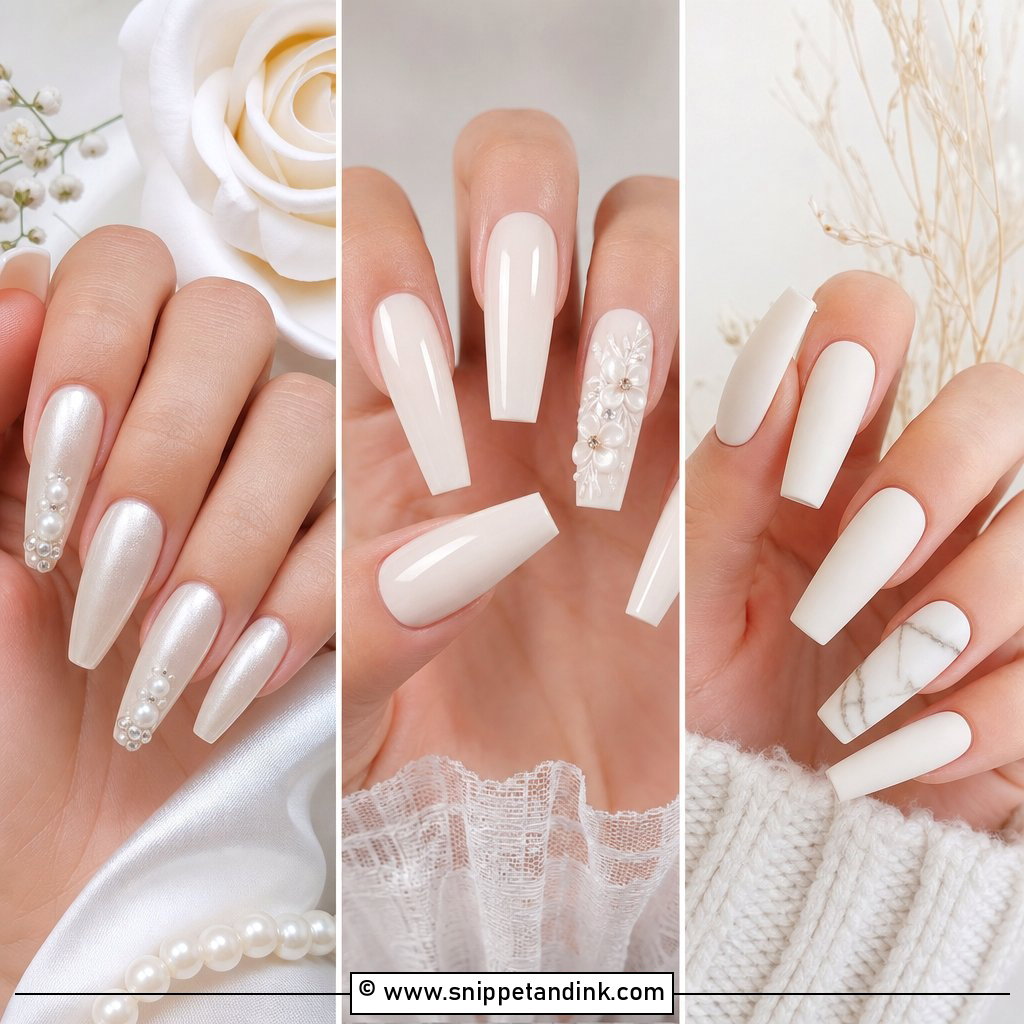 20 Ivory Wedding Nails for Elegant Brides and Guests