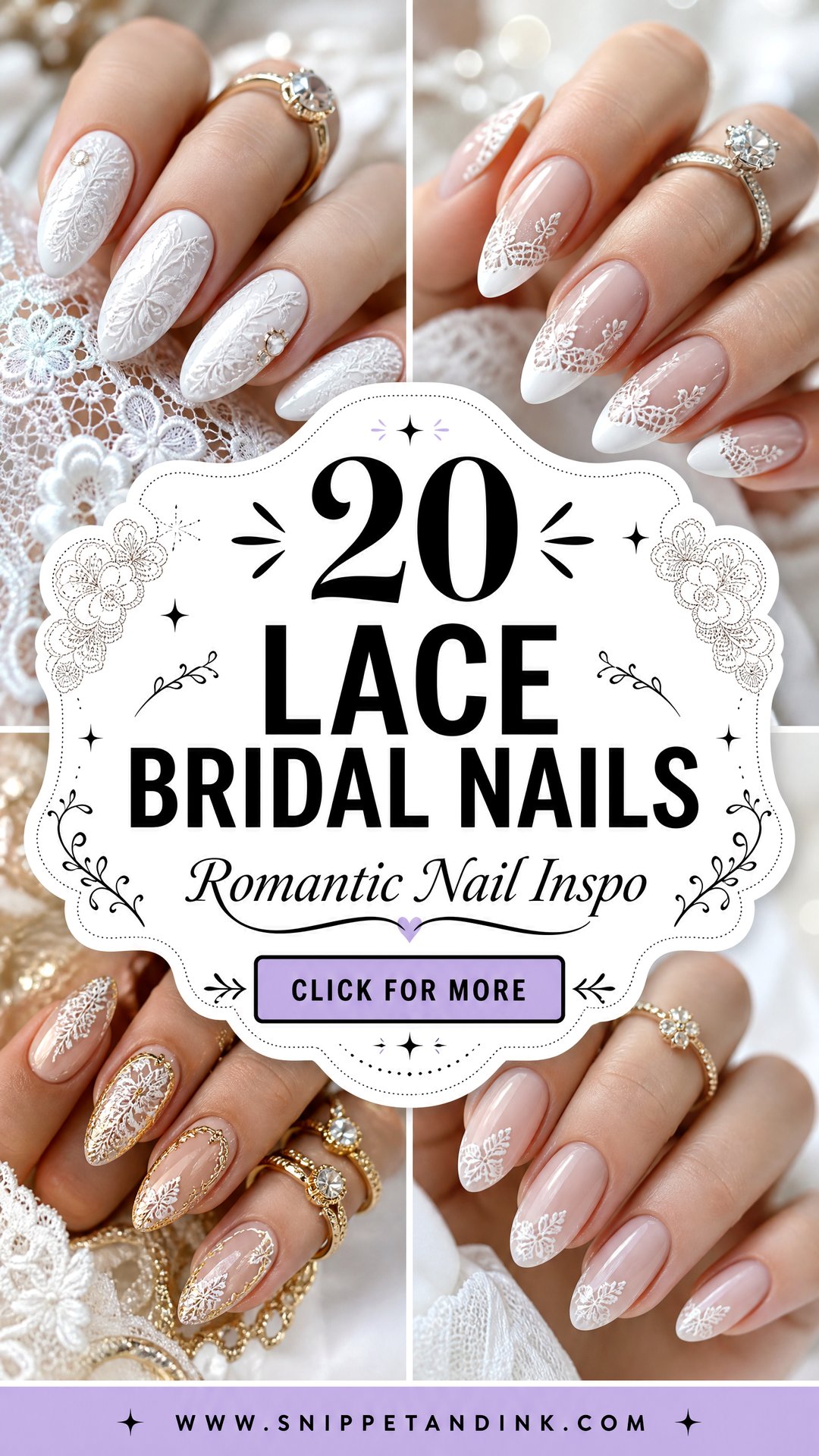 20 Lace Bridal Nails for Romantic Wedding Day Style - 20 Lace Bridal Nails for Romantic Wedding Day Style