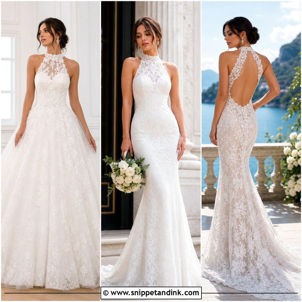 20 Lace Halter Wedding Dress Ideas for a Chic Modern Look