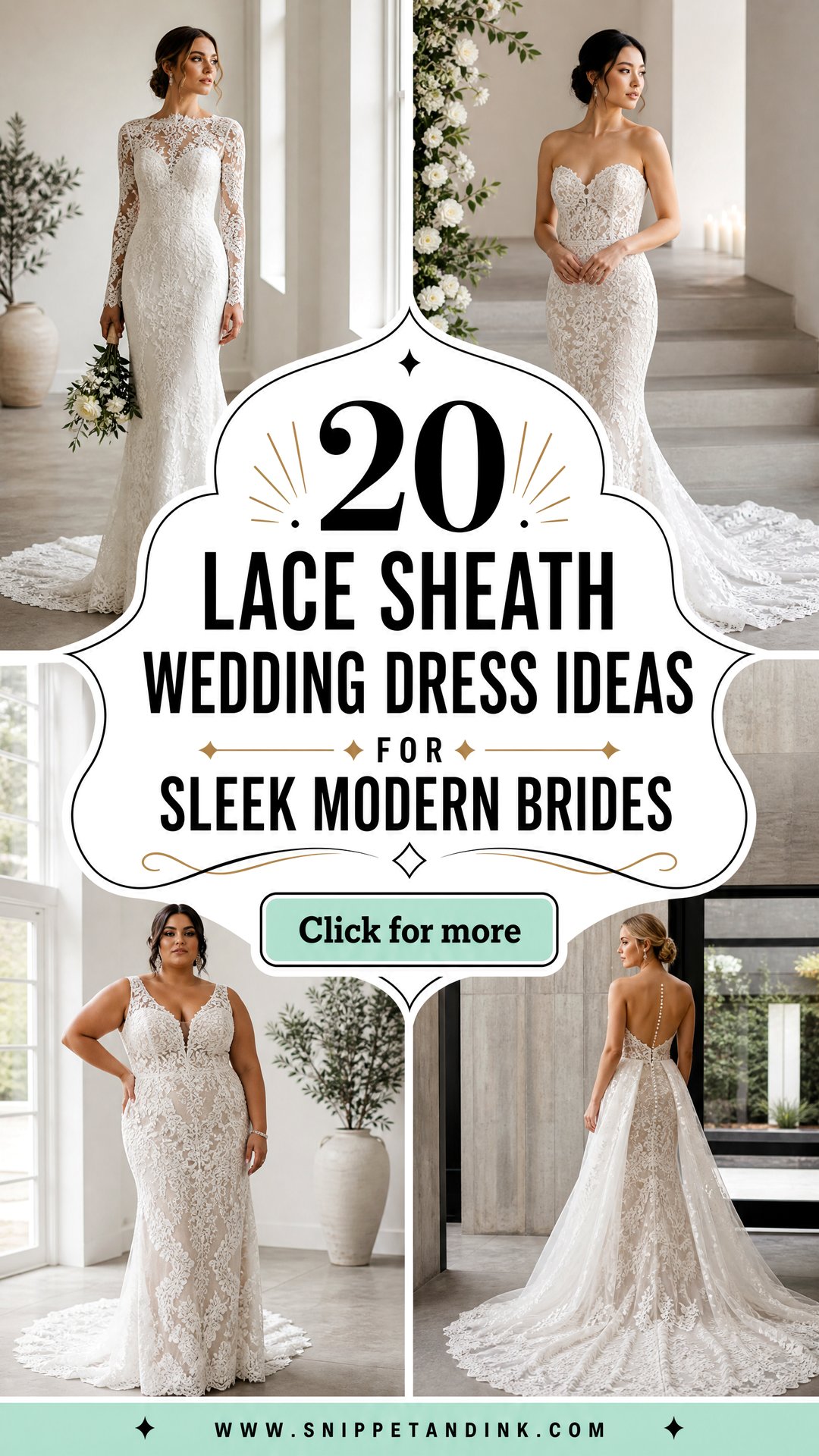 20 Lace Sheath Wedding Dress Ideas for Sleek Modern Brides - 20 Lace Sheath Wedding Dress Ideas for Sleek Modern Brides