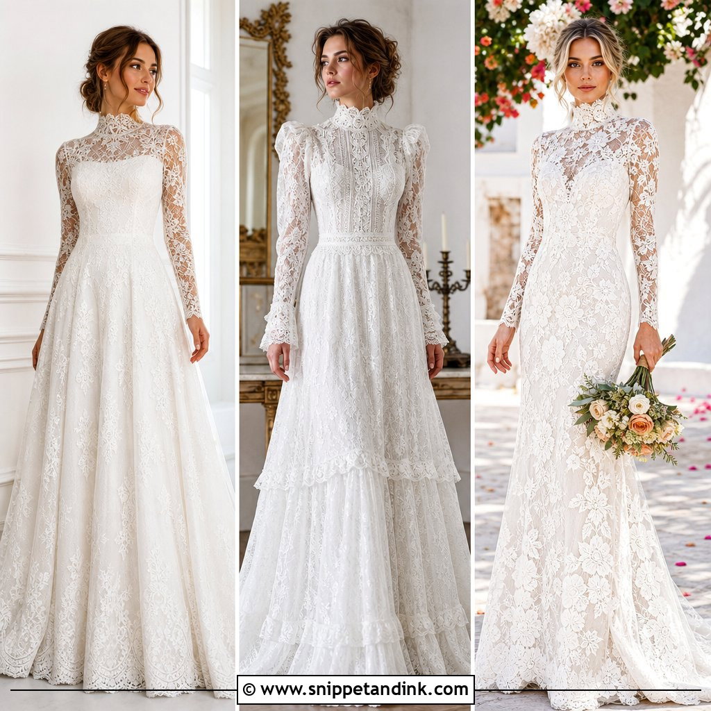 20 Lace Turtleneck Wedding Dress Ideas for Chic Winter Brides