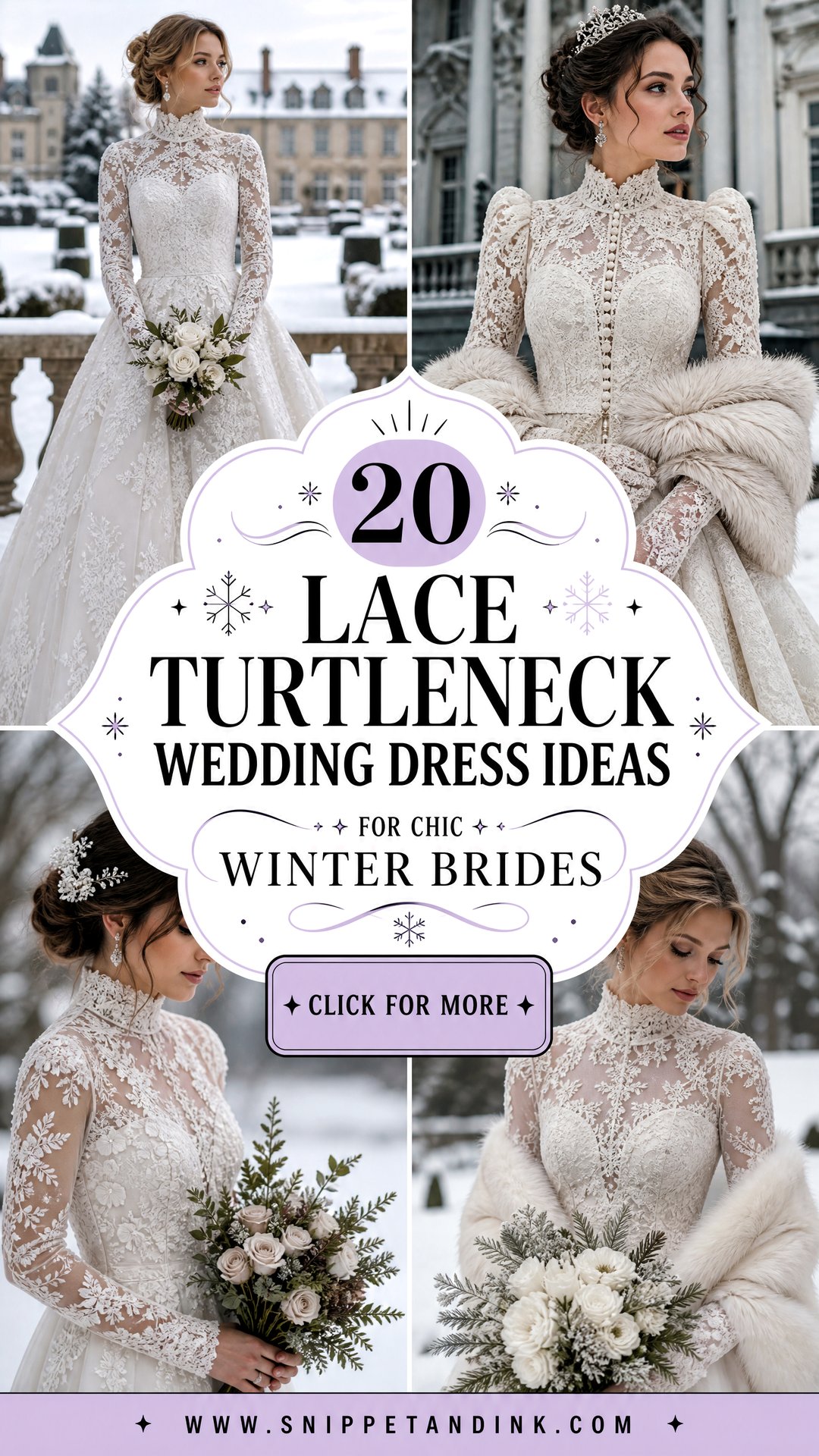 20 Lace Turtleneck Wedding Dress Ideas for Chic Winter Brides - 20 Lace Turtleneck Wedding Dress Ideas for Chic Winter Brides