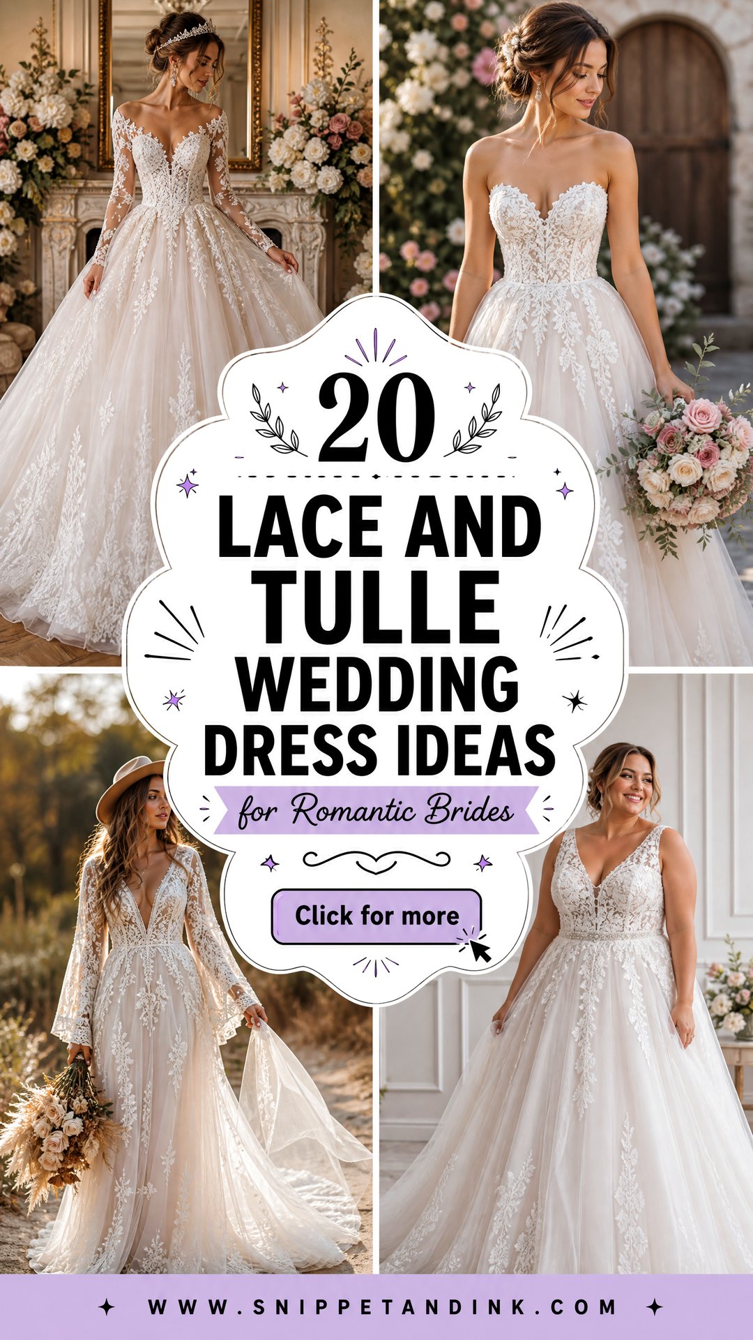 20 Lace and Tulle Wedding Dress Ideas for Romantic Brides - 20 Lace and Tulle Wedding Dress Ideas for Romantic Brides