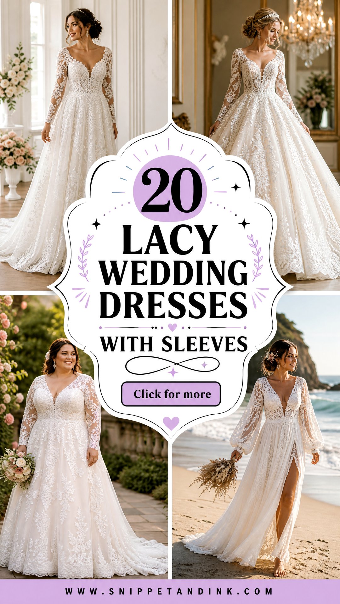 20 Lacy Wedding Dresses with Sleeves for Romantic Brides - 20 Lacy Wedding Dresses with Sleeves for Romantic Brides