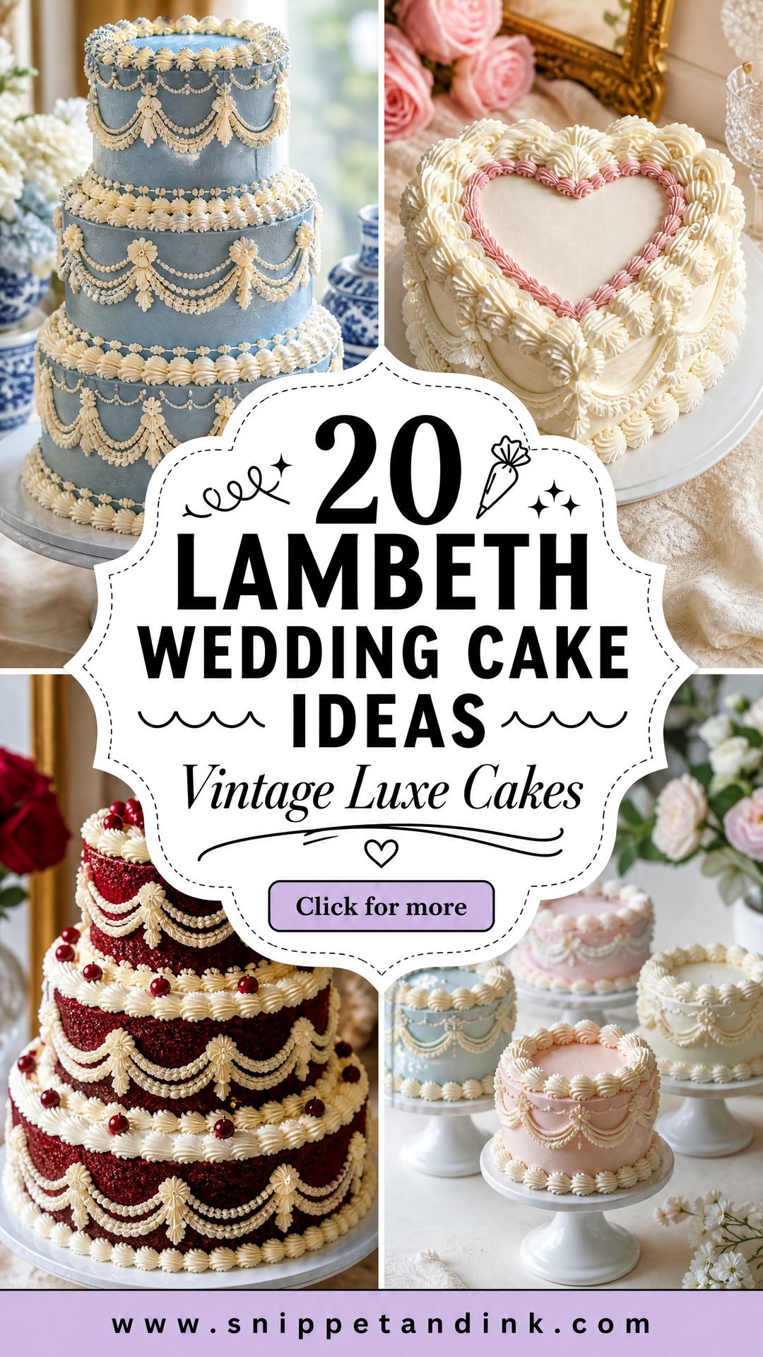 20 Lambeth Wedding Cake Ideas for Vintage-Luxe Brides - 20 Lambeth Wedding Cake Ideas for Vintage-Luxe Brides