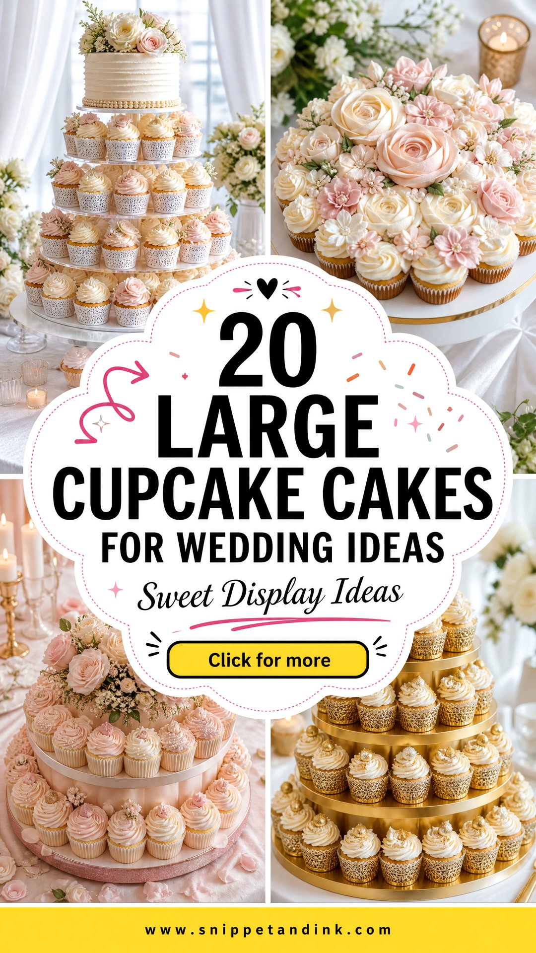 20 Large Cupcake Cakes for Wedding Sweet Display Ideas - 20 Large Cupcake Cakes for Wedding: Sweet Display Ideas