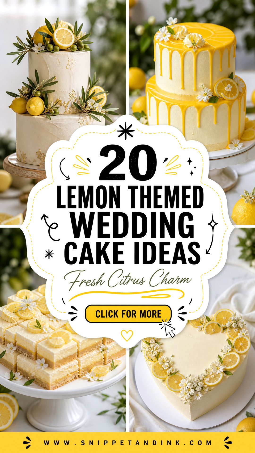 20 Lemon Themed Wedding Cake Ideas for Fresh Citrus Charm - 20 Lemon Themed Wedding Cake Ideas for Fresh Citrus Charm