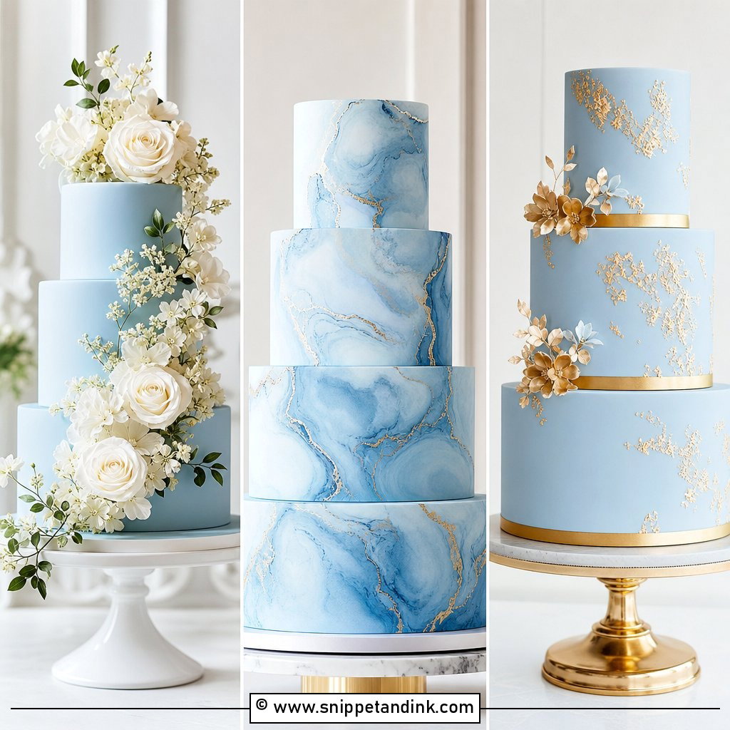 20 Light Blue Wedding Cakes for Elegant Something Blue Style