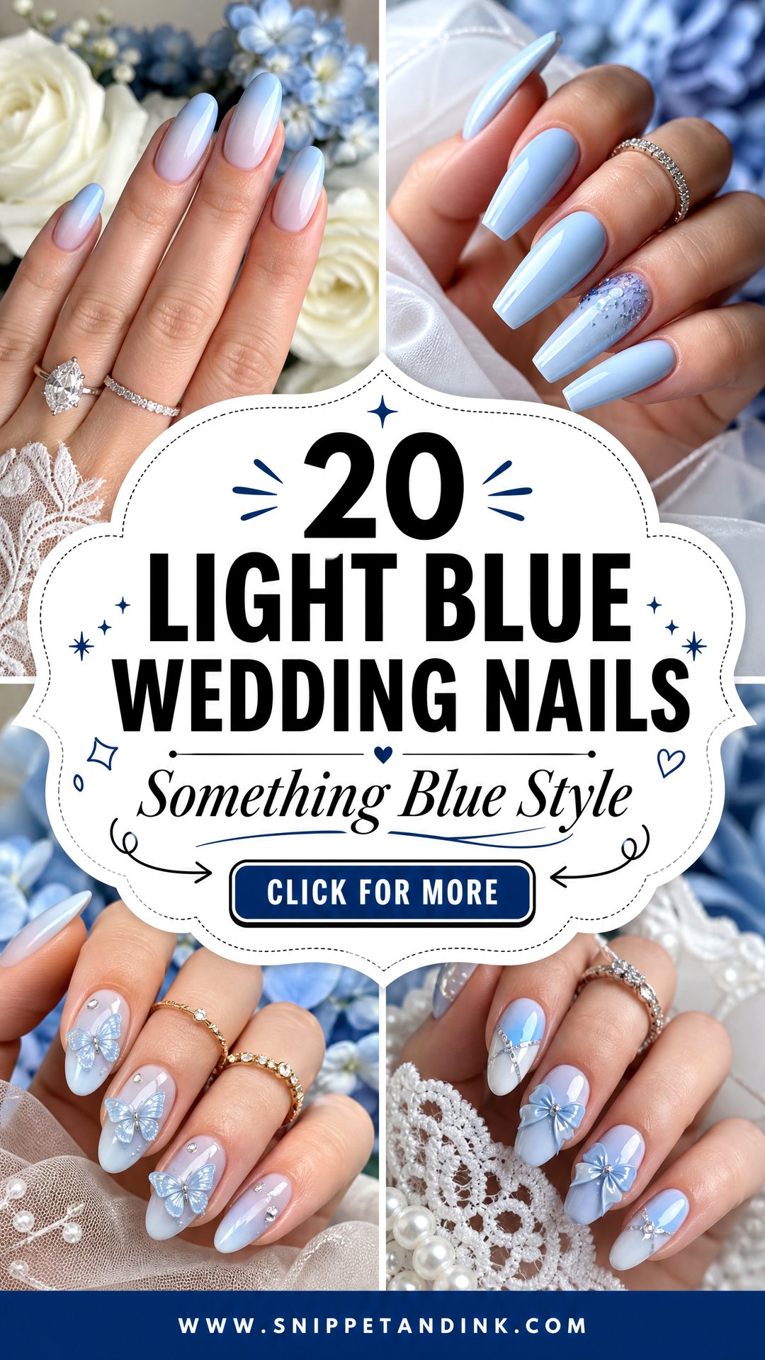20 Light Blue Wedding Nails for Something Blue Style - 20 Light Blue Wedding Nails for Something Blue Style