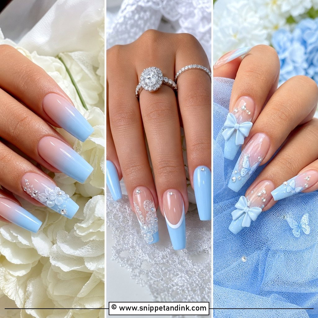 20 Light Blue Wedding Nails for Something Blue Style