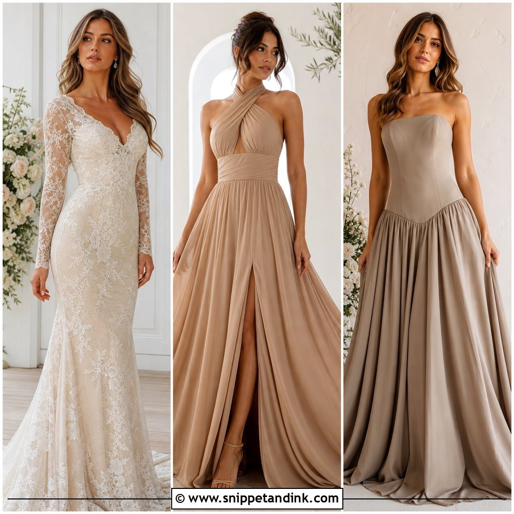 20 Light Brown Wedding Dress Ideas for an Earthy Bridal Look