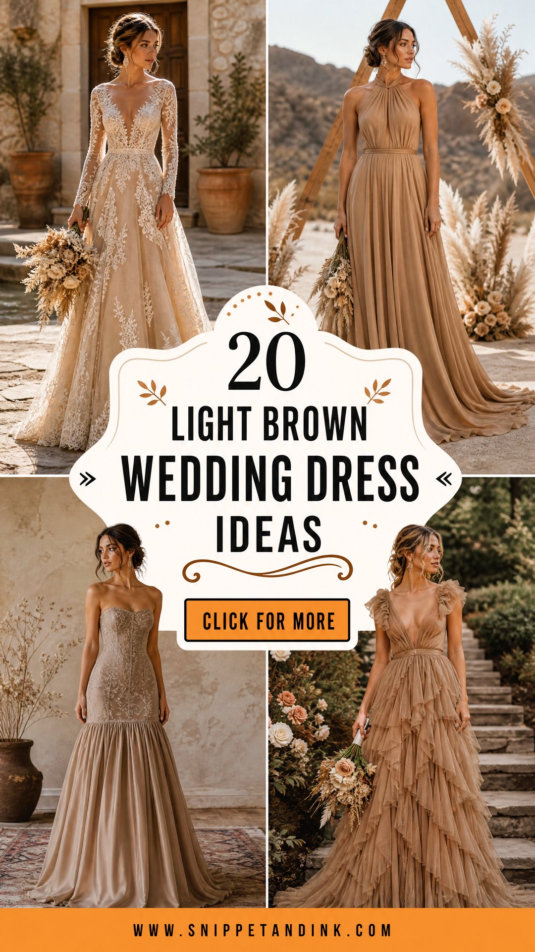 20 Light Brown Wedding Dress Ideas for an Earthy Bridal Look - 20 Light Brown Wedding Dress Ideas for an Earthy Bridal Look