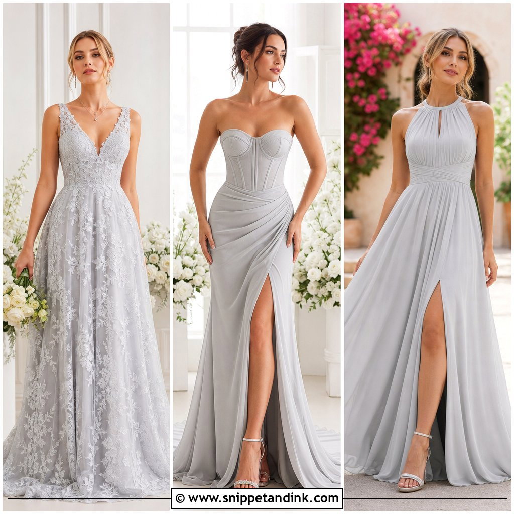 20 Light Grey Wedding Dress Ideas for a Refined Bridal Look