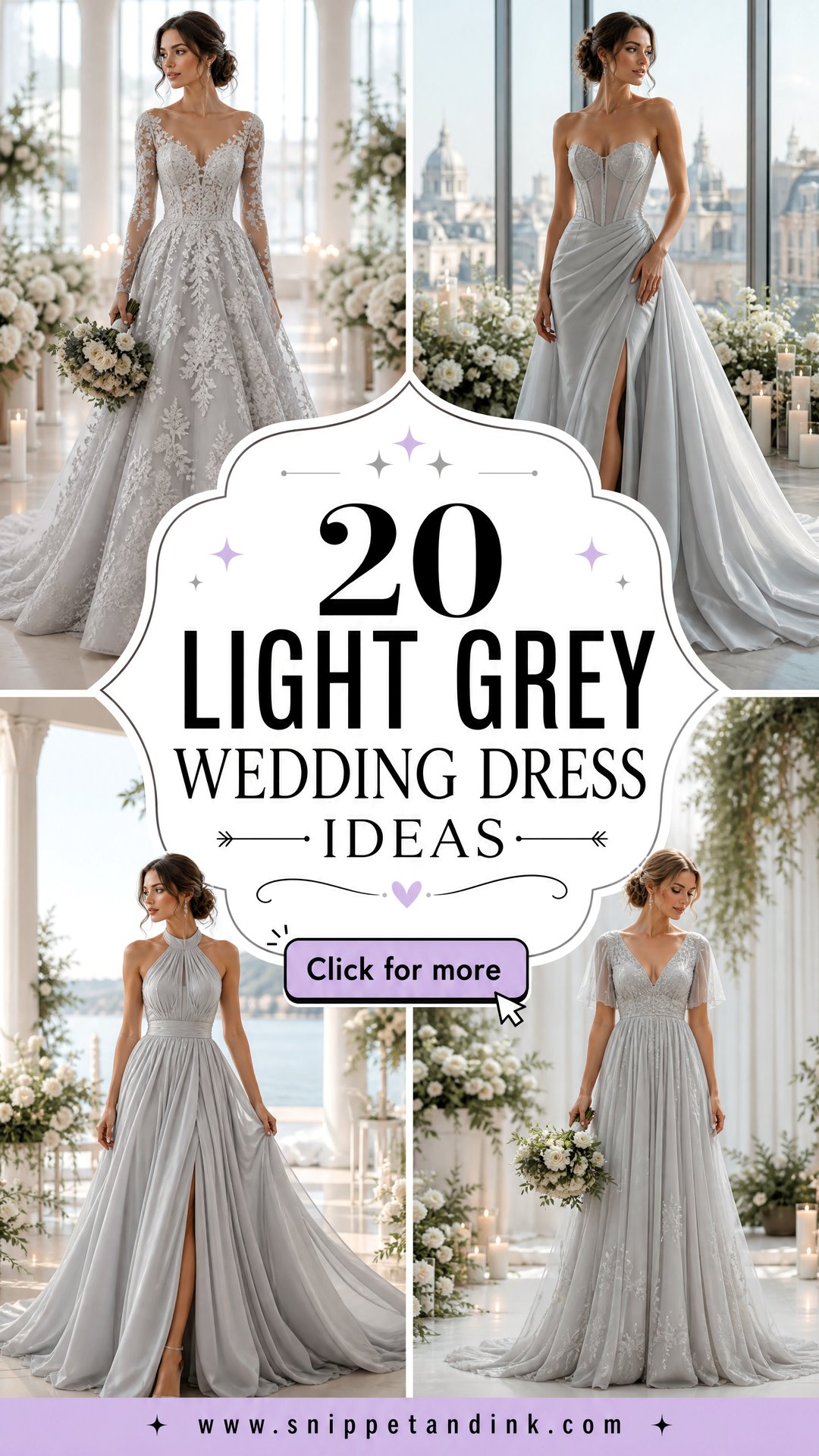 20 Light Grey Wedding Dress Ideas for a Refined Bridal Look - 20 Light Grey Wedding Dress Ideas for a Refined Bridal Look