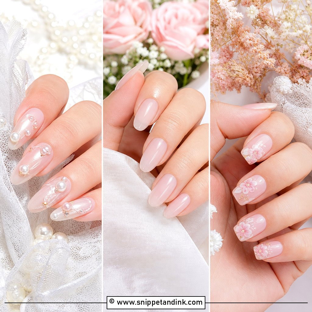 20 Light Pink Bridal Nails for Soft Romantic Wedding Glam