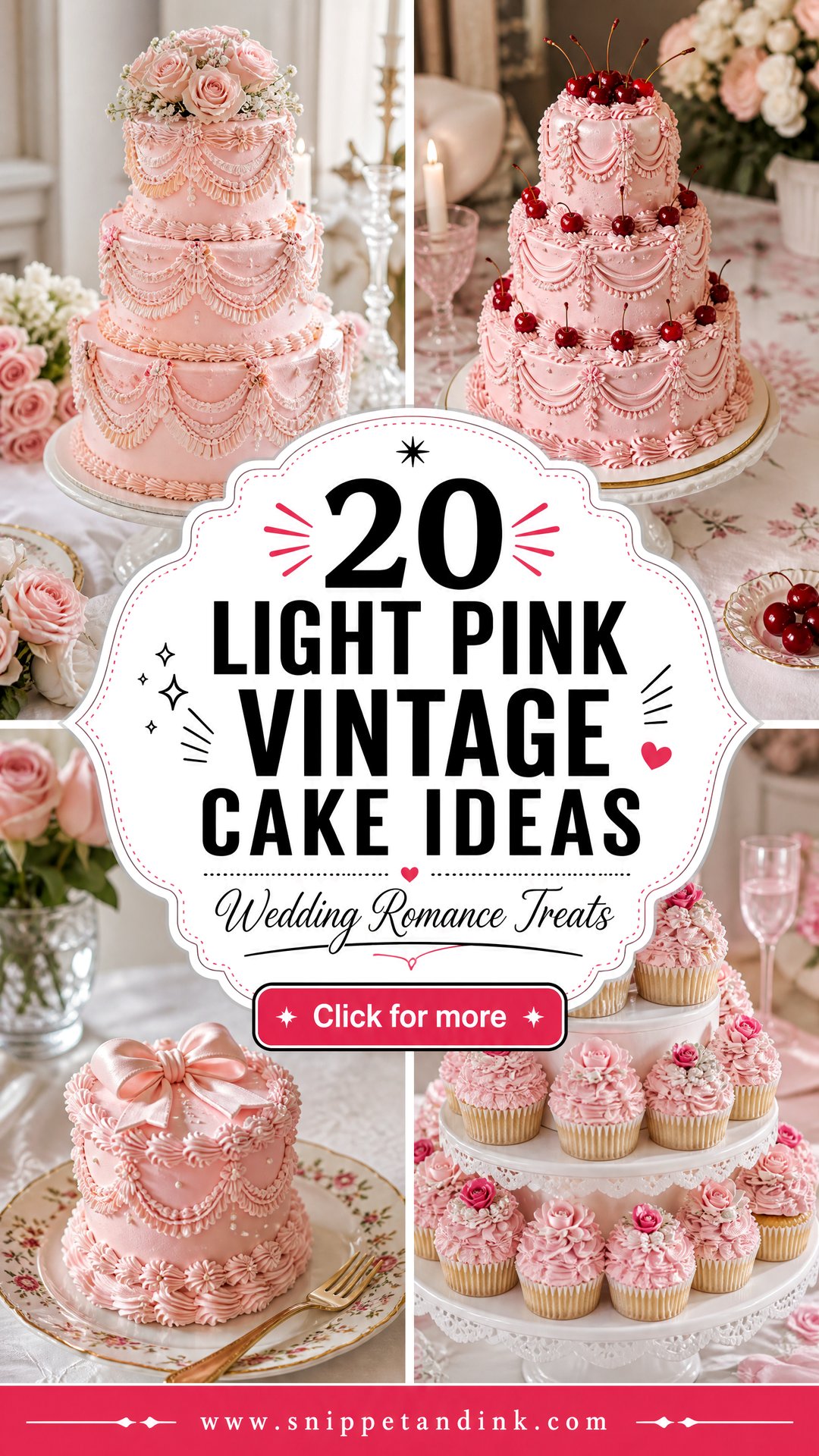 20 Light Pink Vintage Cake Ideas for Wedding Romance - 20 Light Pink Vintage Cake Ideas for Wedding Romance