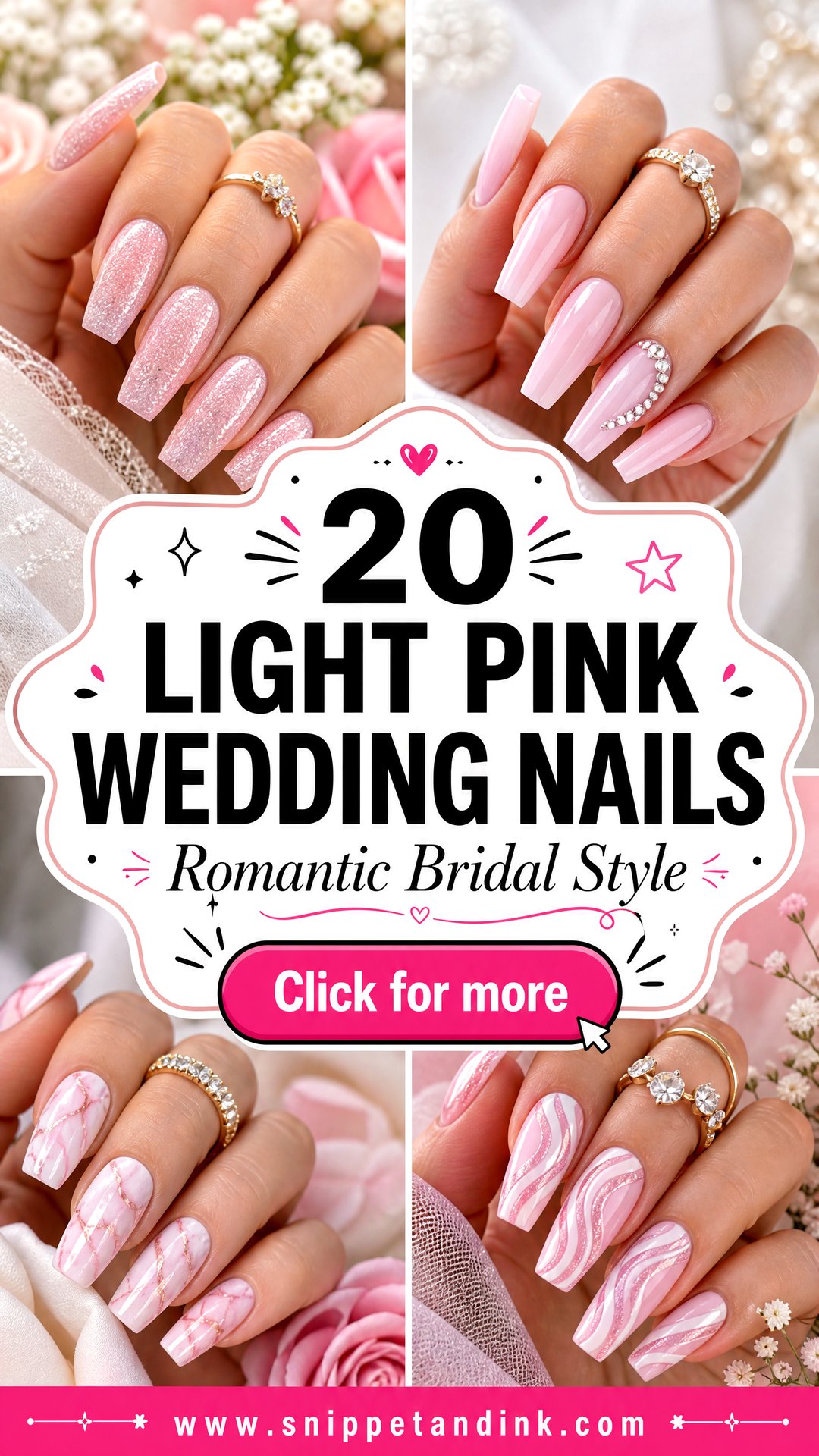 20 Light Pink Wedding Nails for Romantic Bridal Style - 20 Light Pink Wedding Nails for Romantic Bridal Style