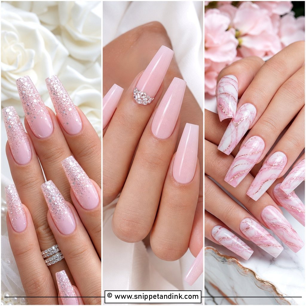 20 Light Pink Wedding Nails for Romantic Bridal Style