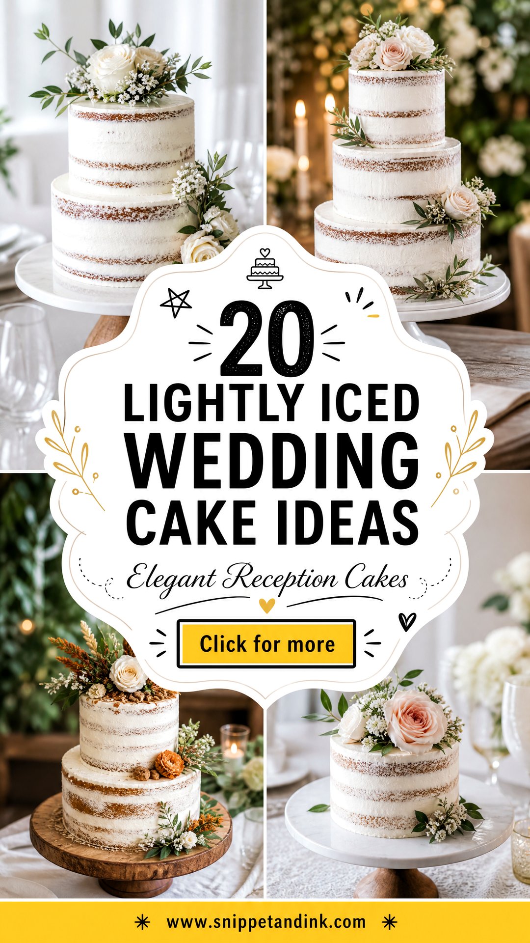 20 Lightly Iced Wedding Cake Ideas for Elegant Receptions - 20 Lightly Iced Wedding Cake Ideas for Elegant Receptions