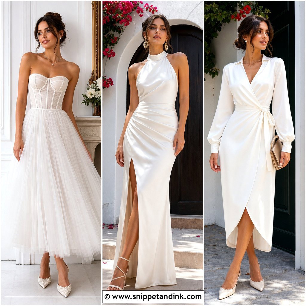 20 Little White Bridal Dress Ideas for Chic Civil Ceremonies