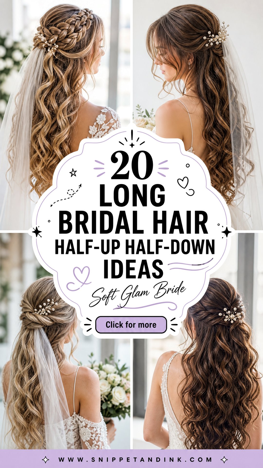 20 Long Bridal Hair Half-Up Half-Down Ideas for Soft Glam - 20 Long Bridal Hair Half-Up Half-Down Ideas for Soft Glam