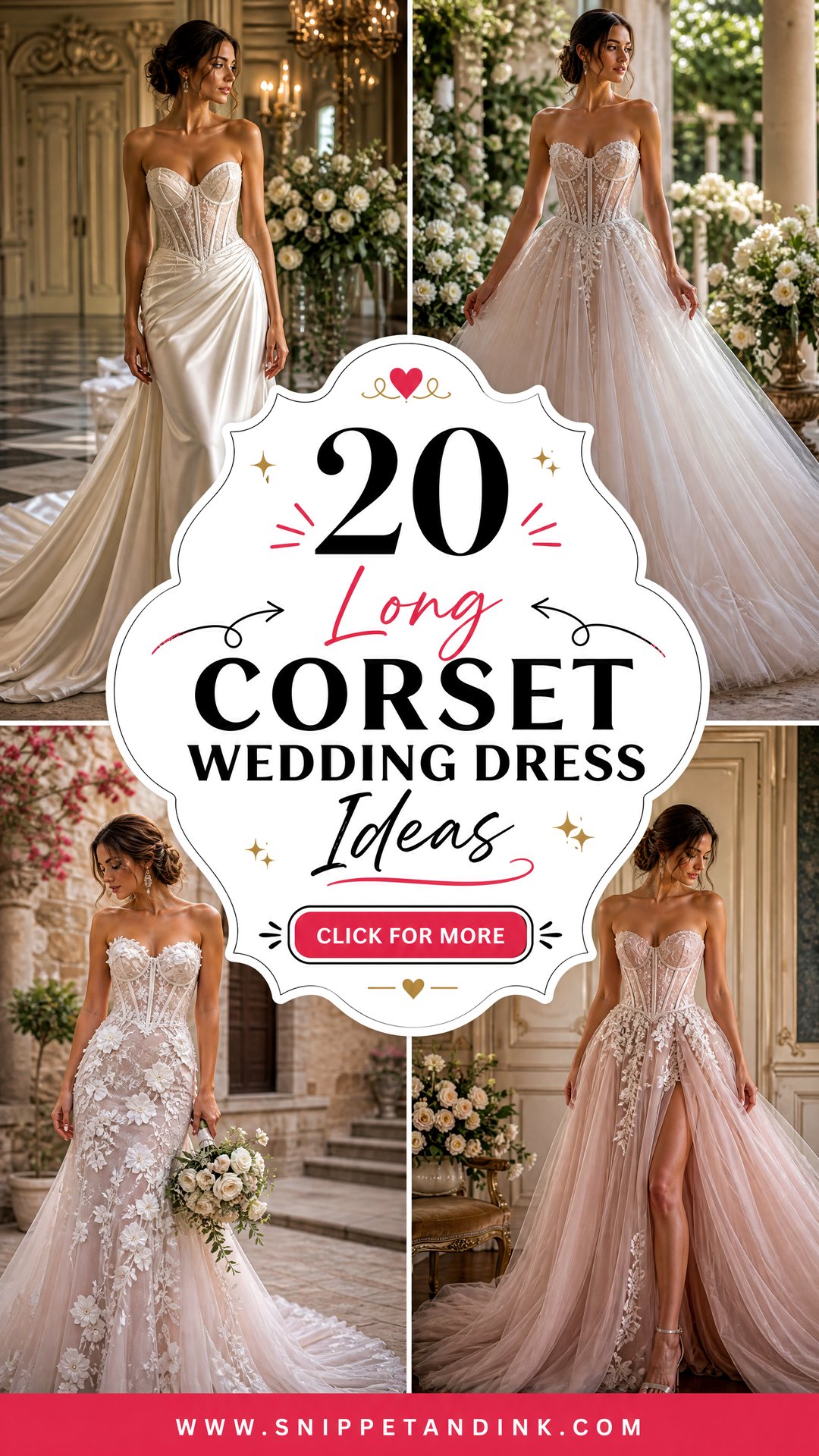 20 Long Corset Wedding Dress Ideas for a Sculpted Bridal Look - 20 Long Corset Wedding Dress Ideas for a Sculpted Bridal Look