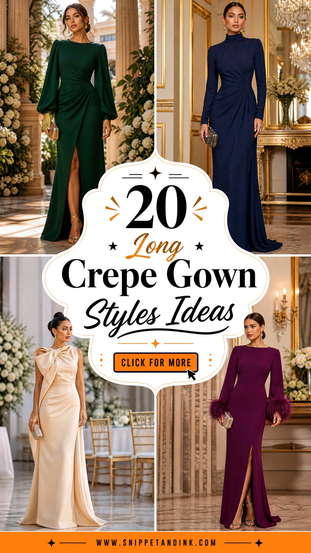 20 Long Crepe Gown Styles for Modern Elegant Wedding Guests - 20 Long Crepe Gown Styles for Modern, Elegant Wedding Guests